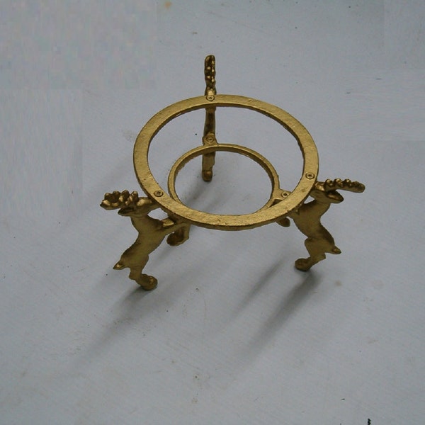 Collectible  Cast Iron Three Legged Stand With Deer , Pot Stand, Dish Stand, Plate Stand, Candle Stand etc'
