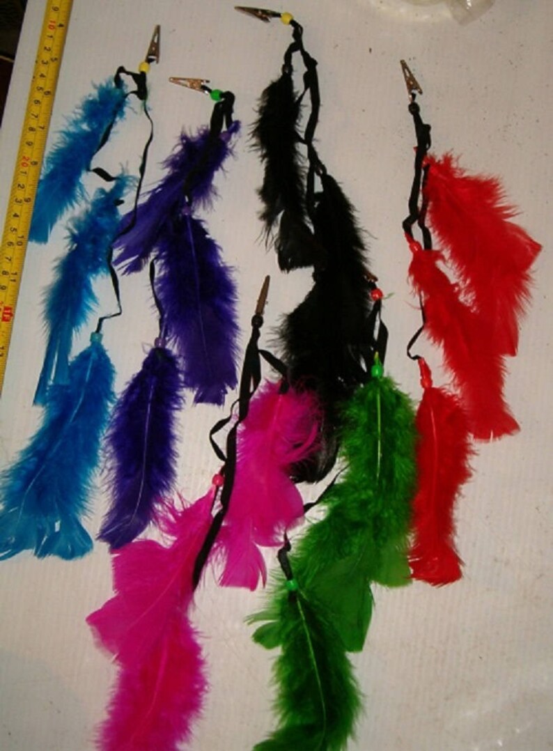 24 Assorted Color Feather Clips Hair Clips Craft Feathers Etsy