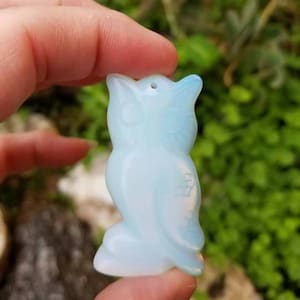 Adorable Opalite carved owl pendant