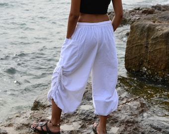 Harem pants women men casual Yoga Lounge Trousers with adjustable length Handmade