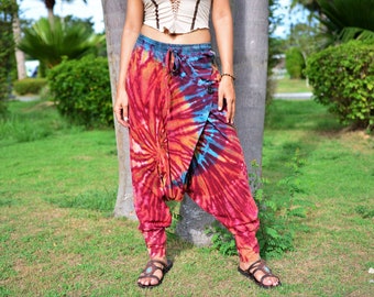 Tie Dye Harem Pants for women men, Boho pants, Hippie pants, handmade item