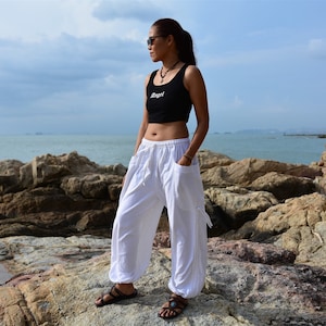 Harem pants women men casual Yoga Lounge Trousers with adjustable length Handmade