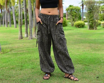 Harem pants women men casual Yoga Lounge Trousers with adjustable length Handmade