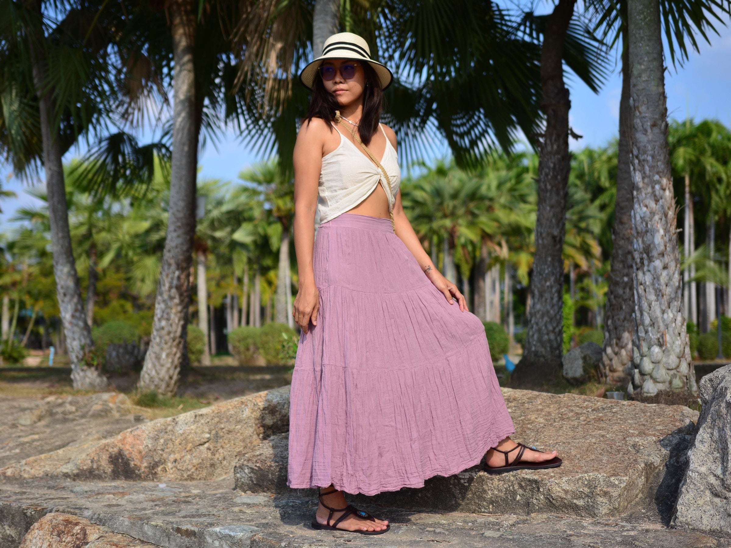 High Waisted Tiered Maxi Skirt Qolati Women's Boho Long Maxi Skirt