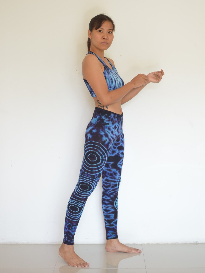 Leggings Tie Dye Batik Yoga pants Black Blue pattern