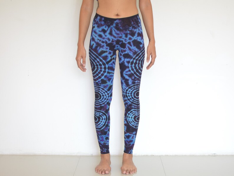 Leggings Tie Dye Batik Yoga pants Black Blue pattern