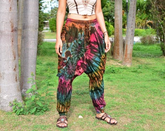 Tie Dye Harem Pants for women and men, Boho Hippie Pants, handmade and unique