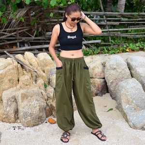 Harem pants women men casual Yoga Lounge Trousers with adjustable length Handmade