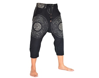 Harem pants men women casual low crotch pants black 2 pockets