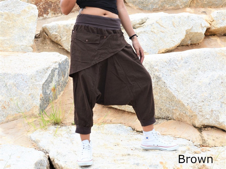Ninja pants drop crotch pants Boho Hippie pants Harem pants men women handmade from cotton black
