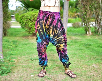 Tie Dye Harem Pants for women and men, Boho Hippie Pants, handmade and unique