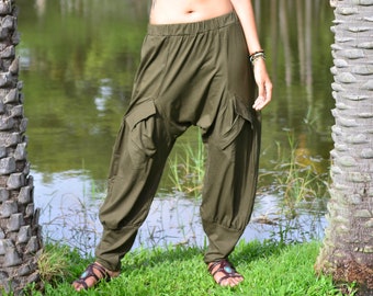 Harem pants women men, Drop Crotch pants, handmade item