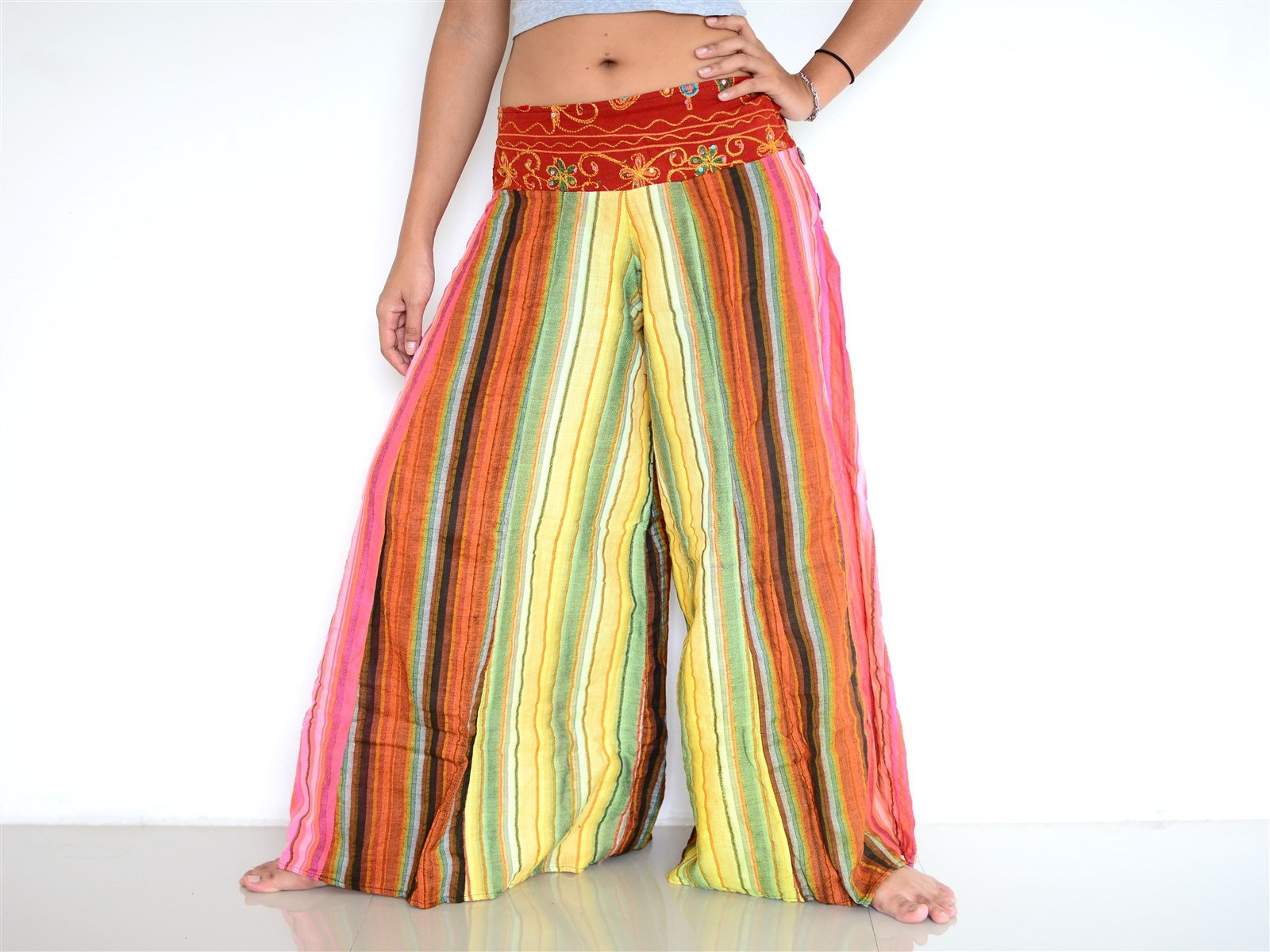 Boho Hippie Pants Gypsy Pants Flare Pants Handmade Unique Etsy