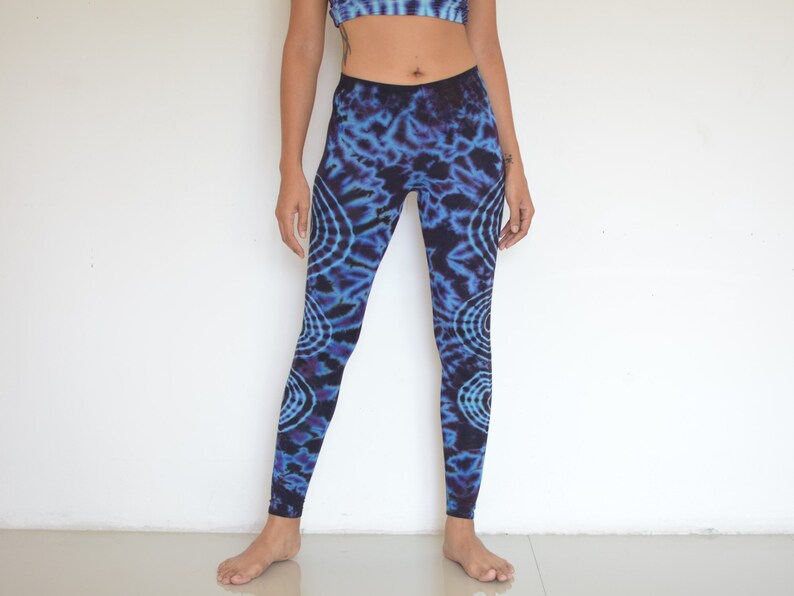 Leggings Tie Dye Batik Yoga pants Black Blue pattern