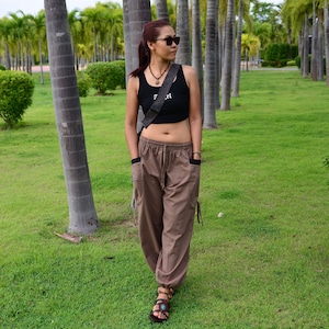 Harem pants women men casual Yoga Lounge Trousers with adjustable length Handmade