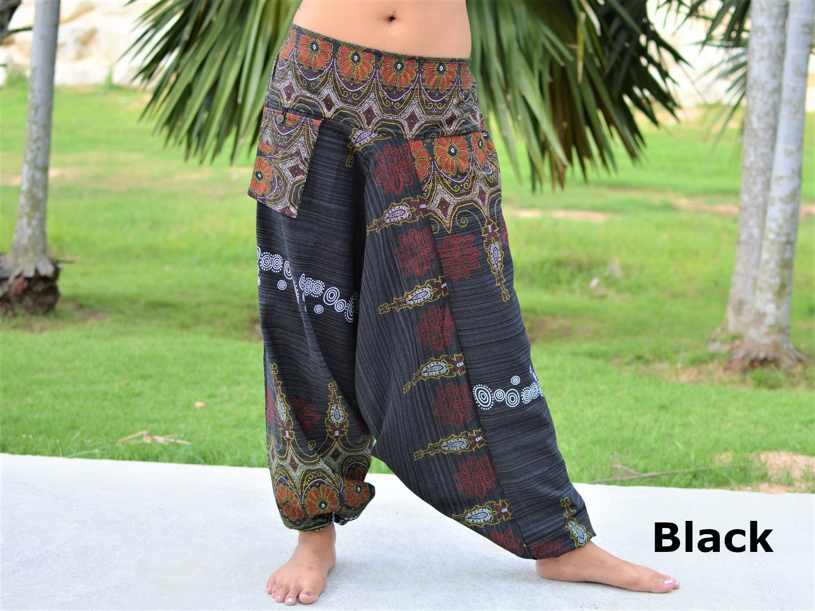 Harem Pants Women Men Yoga Pants Flowerprint Etsy