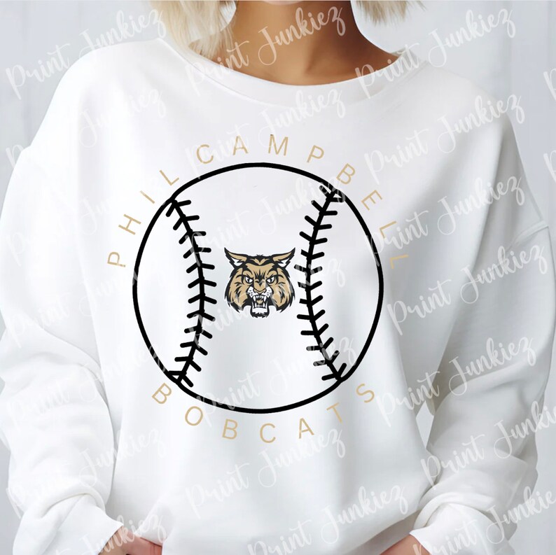 Phil Campbell Baseball Silhouette Black and Gold Bobcats Baseball Etsy