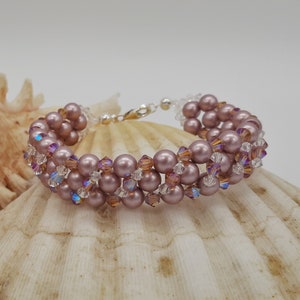 Women&#39;s bracelet with pearls and Swarovski crystals in 925 silver - refined vintage style - perfect gift for elegant women | &quot;Ankara&quot; model