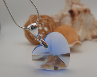 925 Silver Heart Necklace with Swarovski Pendant - Elegant Handmade Necklace, Gift for Her, Mother&#39;s Day | Model &quot;Bruges&quot;