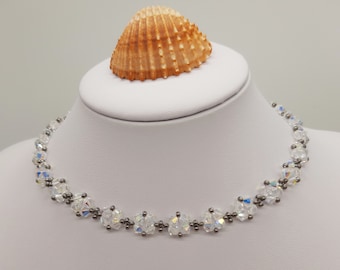 Crystal Necklace with  Swarovski Crystal AB bicone beads with hypoallergenic findings