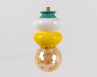 Keramische lamp, hangende hanglamp, keramische hanglamp, funky lampenkap