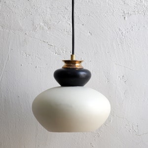 Hanging Black and white Ceramic Lamp, Handmade Lampshade Design, Unique Light Fixture Gift