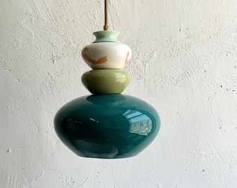 Emerald Green Nursery Lamp | Handmade Ceramic Pendant Light | Baby Boy Room Decor | Kids Ceiling Light | Unique Children Lighting
