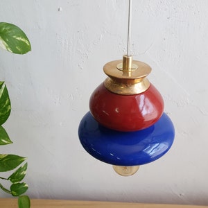 Blauer Anhänger Keramiklampe, Hängelampe, handgefertigtes Design, zeitgenössische Kunstwerk-Kreation, einzigartiges Leuchtmittel Geschenk Bild 2