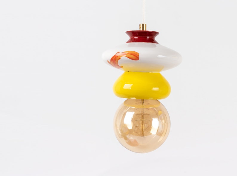 Pendant Lamp Shade Ceramic Lamp funky pendant lamp Handmade Lampshade Design Unique Light Fixture Sculptural lighting image 1