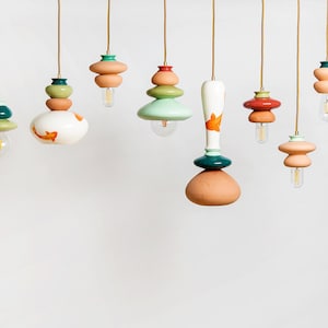 Pendant Ceramic Lamp, Hanging Lampshade, Handmade Design, Contemporary Artwork Creation, Unique Light Fixture Gift image 7