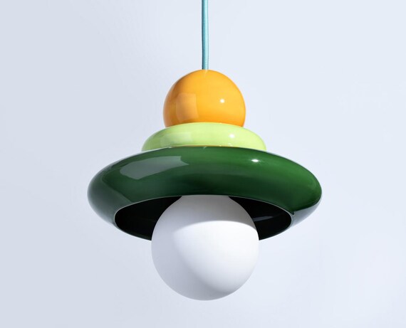 グリーンセラミックペンダントライト2個セット：シックでモダンな照明