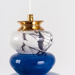 Pendant Ceramic Lamp, Hanging Lampshade, Handmade Design, Decorated with Ceramic Prints, Unique Light Fixture Gift image 6