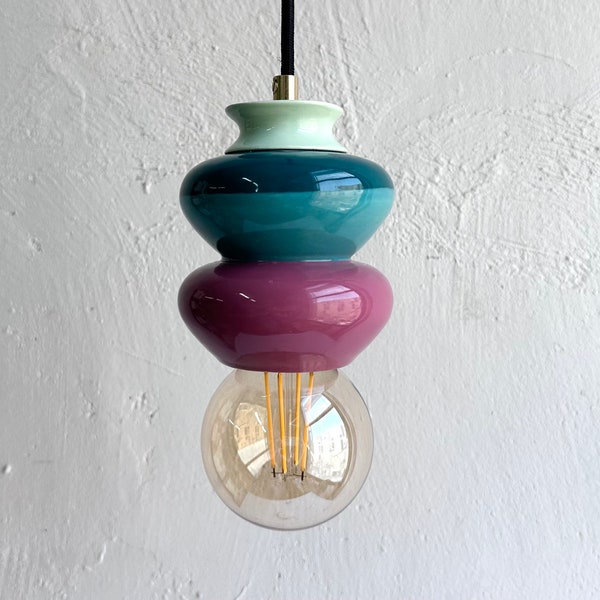 Pendant Ceramic Lamp, Hanging Lampshade, Handmade Design, Contemporary Artwork Creation, Unique Light Fixture Gift