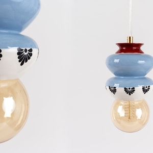 Pendant Ceramic Lamp, Hanging Lampshade, Decorated with Ceramic Prints, Artistic Clay-light Creation, Unique Light Fixture