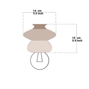 May include: A brown and beige ceramic lampshade with a round, layered design. The lampshade is 5.5 inches tall and 5.9 inches wide.