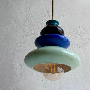 Pendant Ceramic Lamp, Hanging Lampshade, Handmade Design, Contemporary Artwork Creation, Unique Light Fixture Gift 画像 2