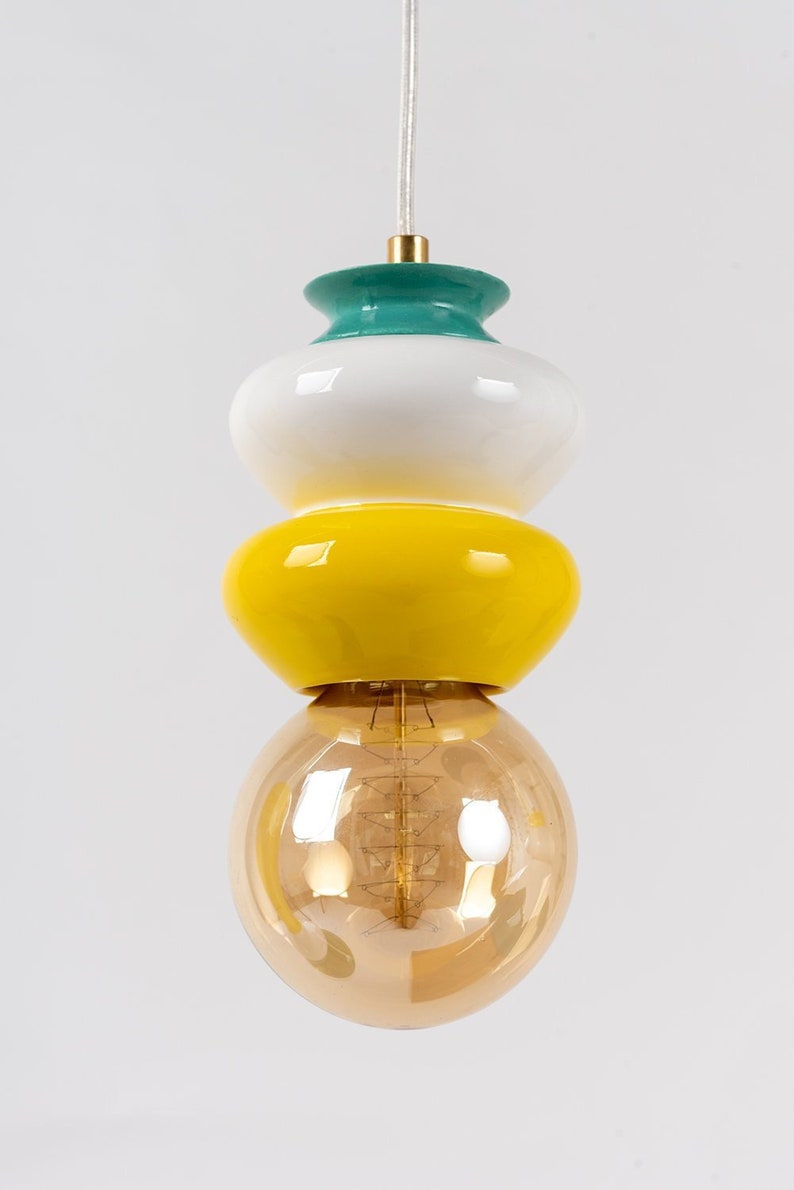Ceramic lamp, Hanging Pendant Light Fixture, Ceramic Hanging Lamp, funky lampshade image 2