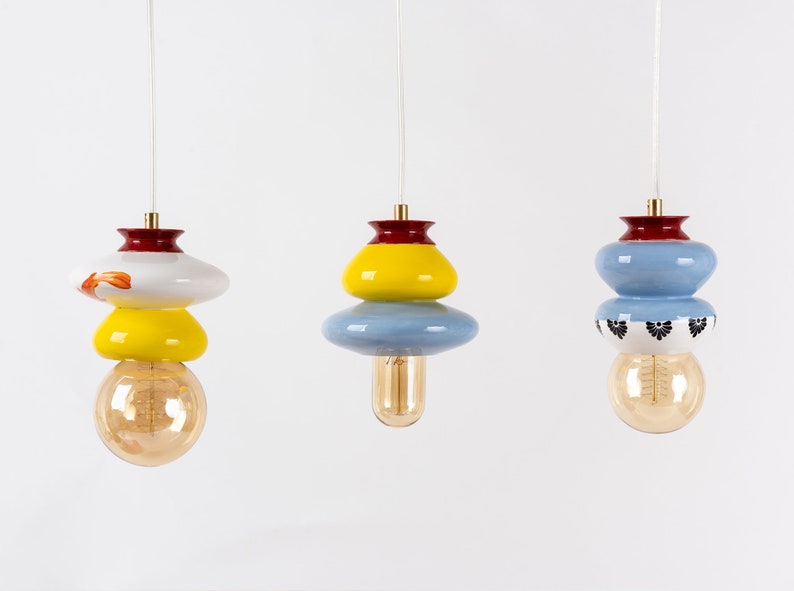 Pendant Lamp Shade Ceramic Lamp funky pendant lamp Handmade Lampshade Design Unique Light Fixture Sculptural lighting image 6