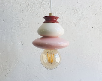 Pendant Ceramic Lamp, Hanging Lampshade, Handmade Design, Contemporary Artwork Creation, Unique Light Fixture Gift