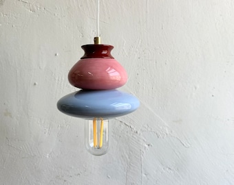 Hanging Ceiling Lamp, Ceramic Light Fixture, Colorful Handmade Pendant Light,