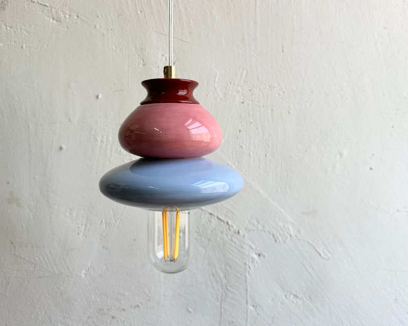 Hanging Ceiling Lamp, Ceramic Light Fixture, Colorful Handmade Pendant Light, image 1
