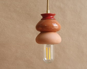 Pendant Terracotta Lamp, Natural Handmade Ceramic Light Fixture Design, Ceiling Ceramic lampshade, terra cotta lighting