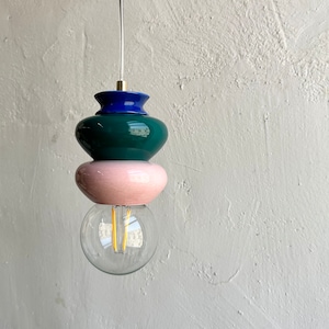 Pendant colourful Lamp, Handmade Ceramic Light Fixture Design, Ceiling Ceramic lampshade, clay lighting
