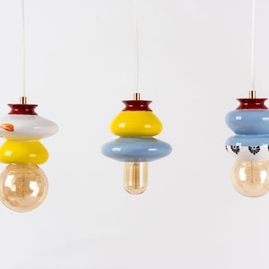 Hanging Light Fixture Lamps, Set of Three Pendant Lamps for Dining Table, Unique  Design, Housewarming Gift