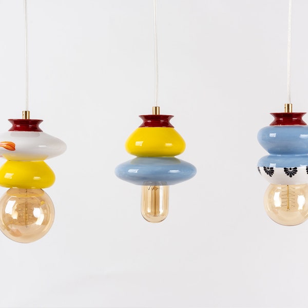 Hangende lamp lampen, set van drie hanglampen voor eettafel, uniek ontwerp, housewarming cadeau