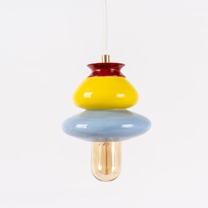 Hanging Ceiling Lamp, Ceramic Light Fixture, Colorful Handmade Pendant Light,