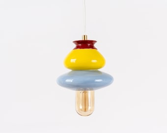 Hanging Ceiling Lamp, Ceramic Light Fixture, Colorful Handmade Pendant Light,