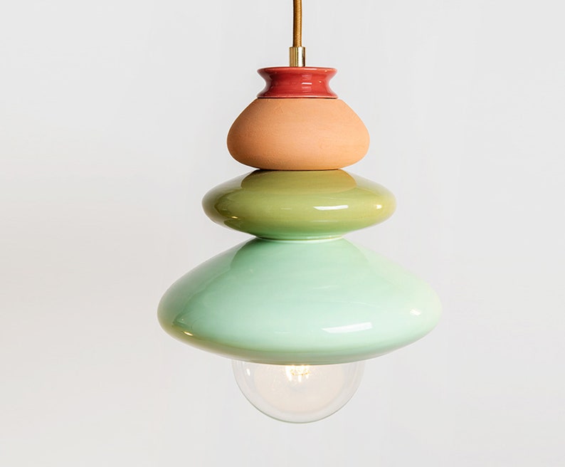 Lampada a sospensione in ceramica, paralume a sospensione, design fatto a mano, creazione di opere d'arte contemporanea, regalo unico per lampade immagine 2