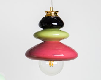 Lampe en céramique pendentif, abat-jour suspendu, design fait à la main, création d’œuvres d’art contemporaines, cadeau de luminaire unique