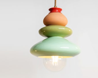 Pendant Ceramic Lamp, Hanging Lampshade, Handmade Design, Contemporary Artwork Creation, Unique Light Fixture Gift